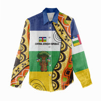 Central African Republic Women Casual Shirt with Cartoon Baobab Design and Flag Pattern - Wonder Print Shop
