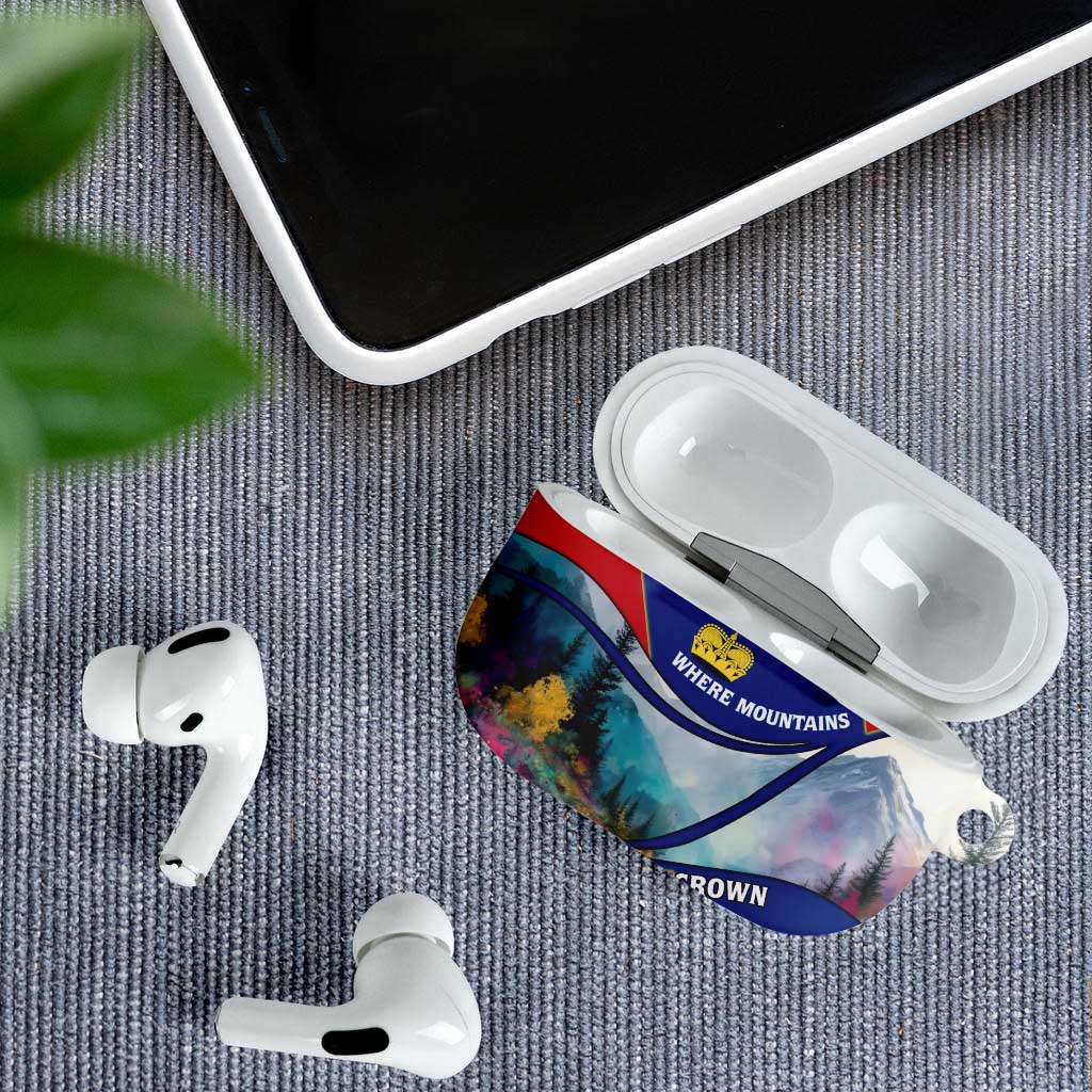 Liechtenstein AirPods Case with Red Blue Mountain Landscape Design and Crown Emblem - Wonder Print Shop