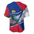 Liechtenstein Baseball Jersey with Red Blue Mountain Landscape Design and Crown Emblem - Wonder Print Shop