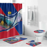 Liechtenstein Bathroom Set with Red Blue Mountain Landscape Design and Crown Emblem - Wonder Print Shop