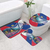 Liechtenstein Bathroom Set with Red Blue Mountain Landscape Design and Crown Emblem - Wonder Print Shop