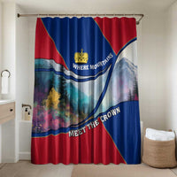 Liechtenstein Bathroom Set with Red Blue Mountain Landscape Design and Crown Emblem - Wonder Print Shop