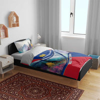 Liechtenstein Bedding Set with Red Blue Mountain Landscape Design and Crown Emblem - Wonder Print Shop