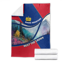 Liechtenstein Blanket with Red Blue Mountain Landscape Design and Crown Emblem - Wonder Print Shop