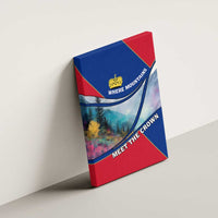 Liechtenstein Canvas Wall Art with Red Blue Mountain Landscape Design and Crown Emblem - Wonder Print Shop