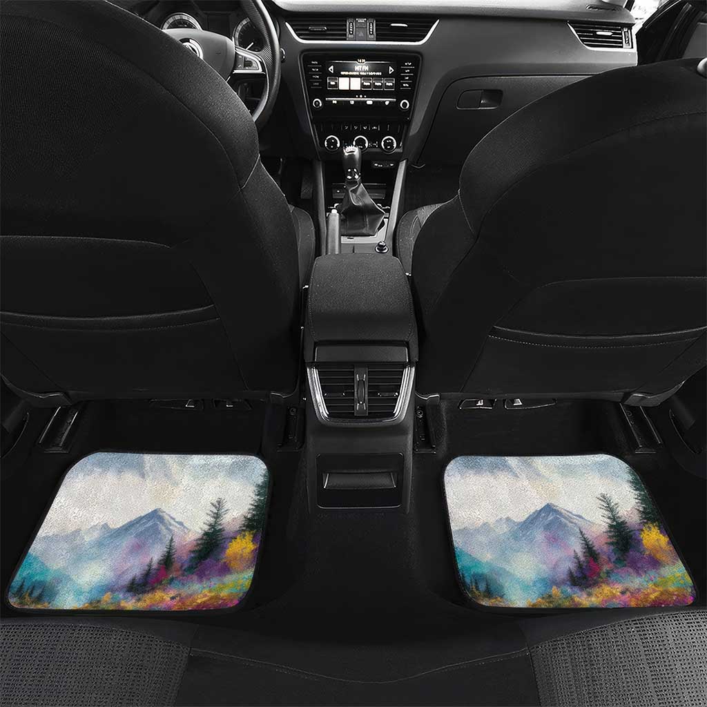 Liechtenstein Car Mats with Red Blue Mountain Landscape Design and Crown Emblem - Wonder Print Shop