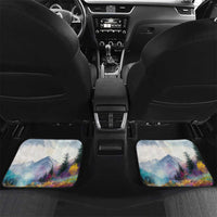 Liechtenstein Car Mats with Red Blue Mountain Landscape Design and Crown Emblem - Wonder Print Shop
