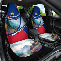 Liechtenstein Car Seat Cover with Red Blue Mountain Landscape Design and Crown Emblem - Wonder Print Shop