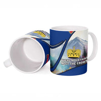 Liechtenstein Ceramic Mug with Red Blue Mountain Landscape Design and Crown Emblem - Wonder Print Shop