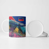 Liechtenstein Ceramic Mug with Red Blue Mountain Landscape Design and Crown Emblem - Wonder Print Shop
