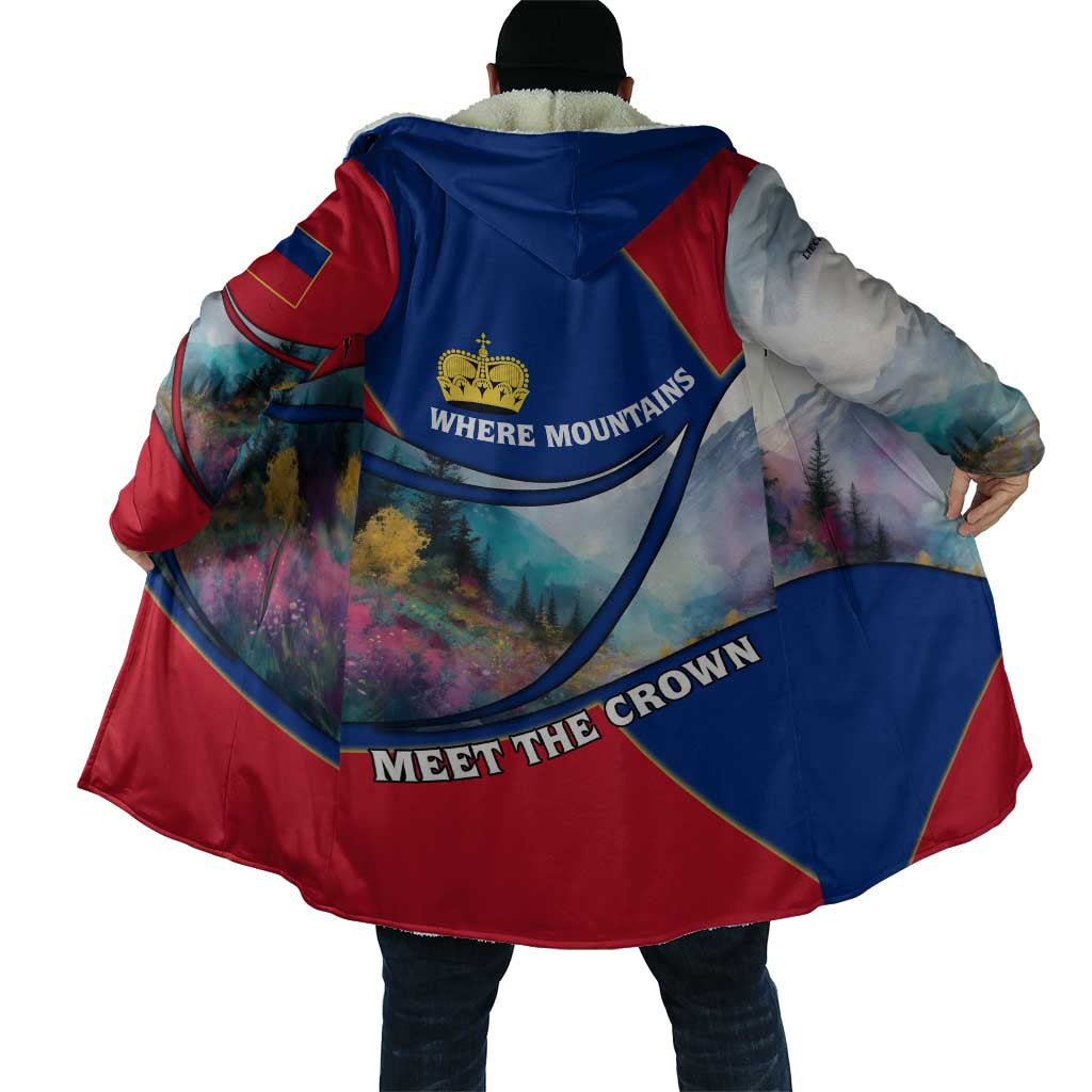 Liechtenstein Cloak with Red Blue Mountain Landscape Design and Crown Emblem - Wonder Print Shop