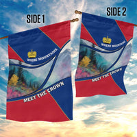 Liechtenstein Garden Flag with Red Blue Mountain Landscape Design and Crown Emblem - Wonder Print Shop
