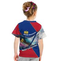 Liechtenstein Kid T Shirt with Red Blue Mountain Landscape Design and Crown Emblem - Wonder Print Shop