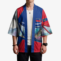 Liechtenstein Kimono with Red Blue Mountain Landscape Design and Crown Emblem - Wonder Print Shop