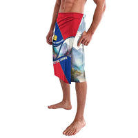 Liechtenstein Lavalava with Red Blue Mountain Landscape Design and Crown Emblem - Wonder Print Shop