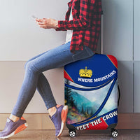 Liechtenstein Luggage Cover with Red Blue Mountain Landscape Design and Crown Emblem - Wonder Print Shop