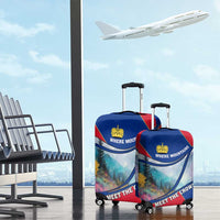 Liechtenstein Luggage Cover with Red Blue Mountain Landscape Design and Crown Emblem - Wonder Print Shop