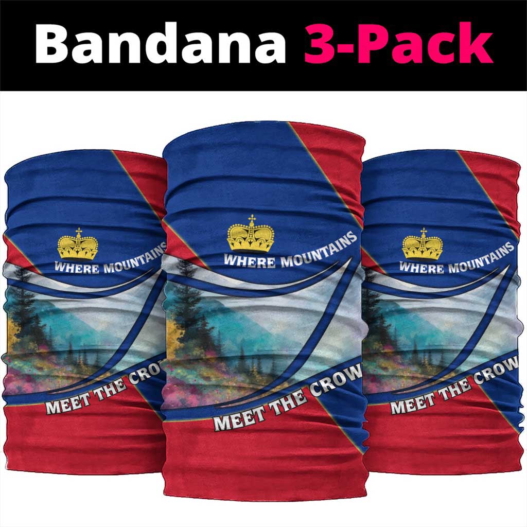 Liechtenstein Neck Gaiter with Red Blue Mountain Landscape Design and Crown Emblem - Wonder Print Shop
