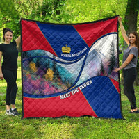 Liechtenstein Quilt with Red Blue Mountain Landscape Design and Crown Emblem - Wonder Print Shop