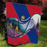 Liechtenstein Quilt with Red Blue Mountain Landscape Design and Crown Emblem - Wonder Print Shop