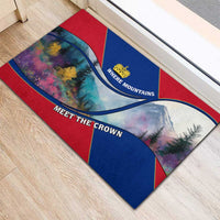 Liechtenstein Rubber Doormat with Red Blue Mountain Landscape Design and Crown Emblem - Wonder Print Shop