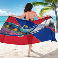 Liechtenstein Sarong with Red Blue Mountain Landscape Design and Crown Emblem - Wonder Print Shop