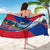 Liechtenstein Sarong with Red Blue Mountain Landscape Design and Crown Emblem - Wonder Print Shop