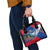 Liechtenstein Shoulder Handbag with Red Blue Mountain Landscape Design and Crown Emblem - Wonder Print Shop