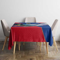 Liechtenstein Tablecloth with Red Blue Mountain Landscape Design and Crown Emblem - Wonder Print Shop