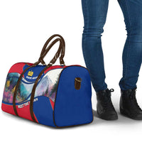 Liechtenstein Travel Bag with Red Blue Mountain Landscape Design and Crown Emblem - Wonder Print Shop