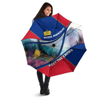 Liechtenstein Umbrella with Red Blue Mountain Landscape Design and Crown Emblem - Wonder Print Shop