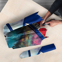 Liechtenstein Umbrella with Red Blue Mountain Landscape Design and Crown Emblem - Wonder Print Shop