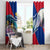 Liechtenstein Window Curtain with Red Blue Mountain Landscape Design and Crown Emblem - Wonder Print Shop