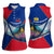 Liechtenstein Women Sleeveless Polo Shirt with Red Blue Mountain Landscape Design and Crown Emblem - Wonder Print Shop