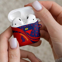 Liechtenstein AirPods Case with Red Blue Heart Design and Royal Coat of Arms Pattern - Wonder Print Shop