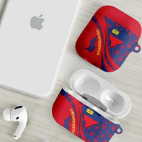Liechtenstein AirPods Case with Red Blue Heart Design and Royal Coat of Arms Pattern - Wonder Print Shop
