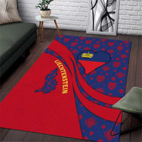 Liechtenstein Area Rug with Red Blue Heart Design and Royal Coat of Arms Pattern - Wonder Print Shop