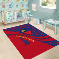 Liechtenstein Area Rug with Red Blue Heart Design and Royal Coat of Arms Pattern - Wonder Print Shop