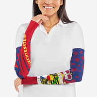 Liechtenstein Arm Sleeves with Red Blue Heart Design and Royal Coat of Arms Pattern - Wonder Print Shop