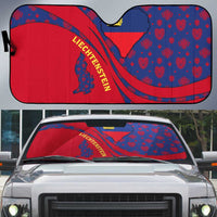 Liechtenstein Auto Sun Shade with Red Blue Heart Design and Royal Coat of Arms Pattern - Wonder Print Shop