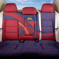 Liechtenstein Back Car Seat Cover with Red Blue Heart Design and Royal Coat of Arms Pattern - Wonder Print Shop