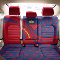 Liechtenstein Back Car Seat Cover with Red Blue Heart Design and Royal Coat of Arms Pattern - Wonder Print Shop