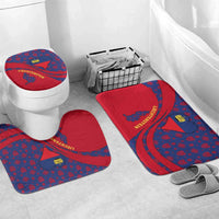 Liechtenstein Bathroom Set with Red Blue Heart Design and Royal Coat of Arms Pattern - Wonder Print Shop