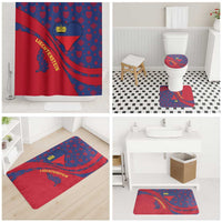 Liechtenstein Bathroom Set with Red Blue Heart Design and Royal Coat of Arms Pattern - Wonder Print Shop