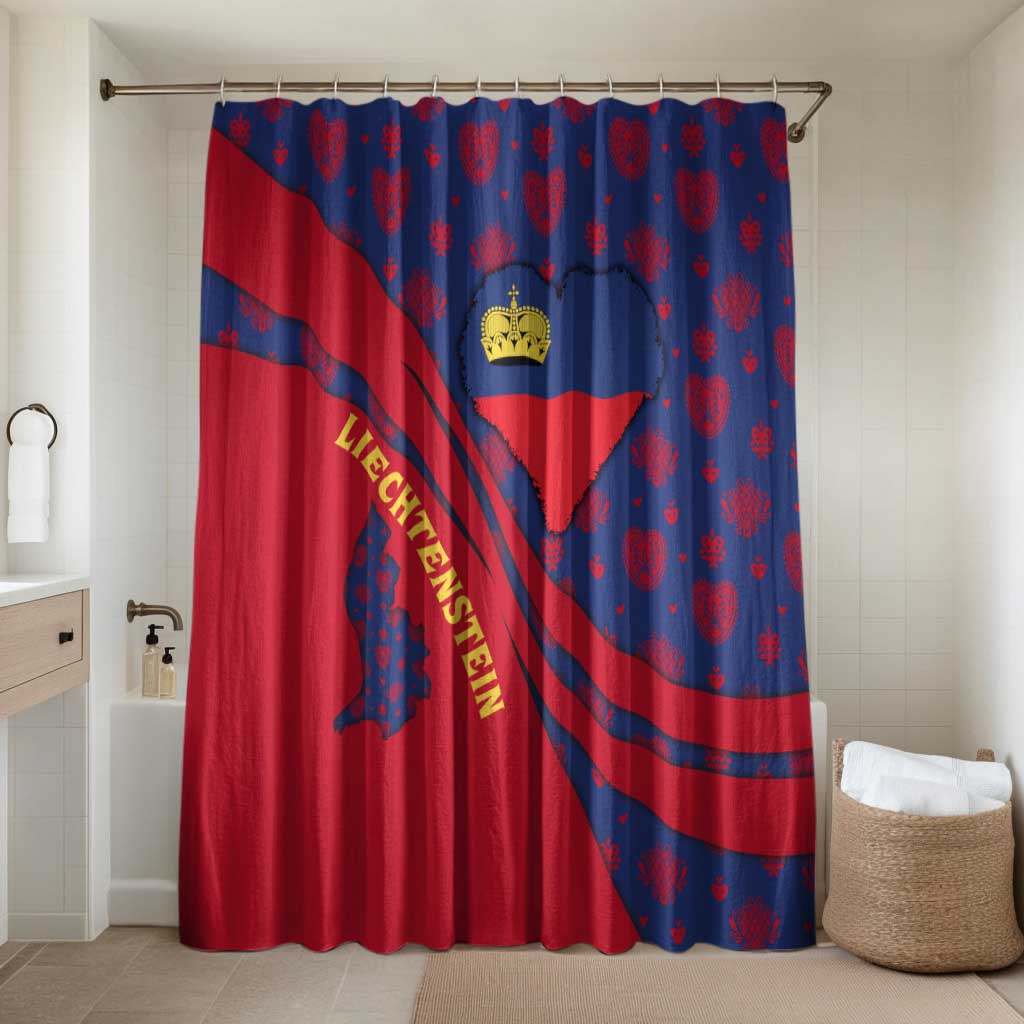Liechtenstein Bathroom Set with Red Blue Heart Design and Royal Coat of Arms Pattern - Wonder Print Shop