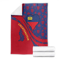 Liechtenstein Blanket with Red Blue Heart Design and Royal Coat of Arms Pattern - Wonder Print Shop