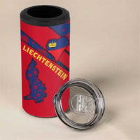 Liechtenstein 4 in 1 Can Cooler Tumbler with Red Blue Heart Design and Royal Coat of Arms Pattern - Wonder Print Shop
