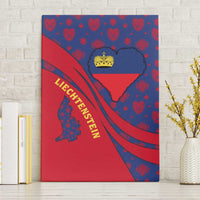 Liechtenstein Canvas Wall Art with Red Blue Heart Design and Royal Coat of Arms Pattern - Wonder Print Shop