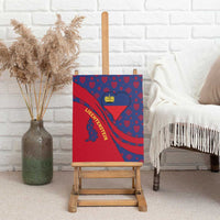 Liechtenstein Canvas Wall Art with Red Blue Heart Design and Royal Coat of Arms Pattern - Wonder Print Shop