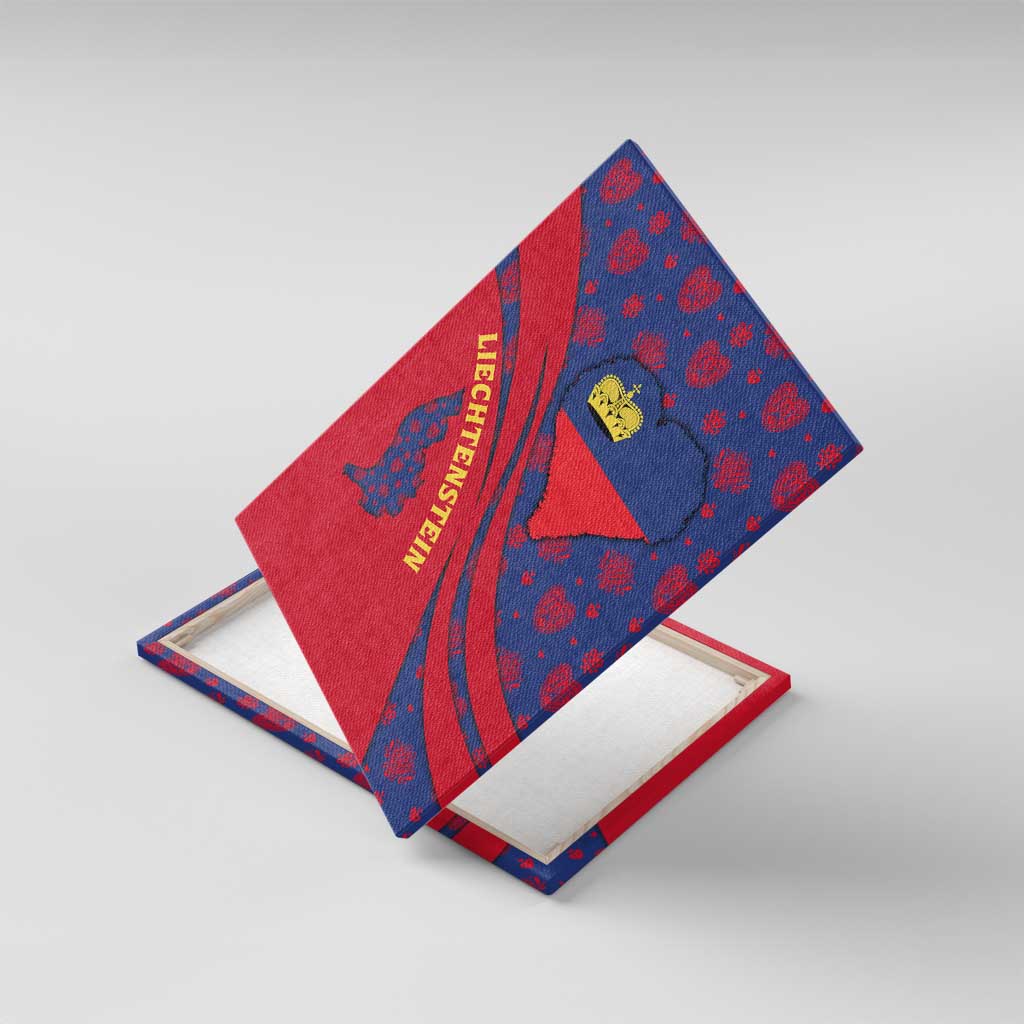 Liechtenstein Canvas Wall Art with Red Blue Heart Design and Royal Coat of Arms Pattern - Wonder Print Shop